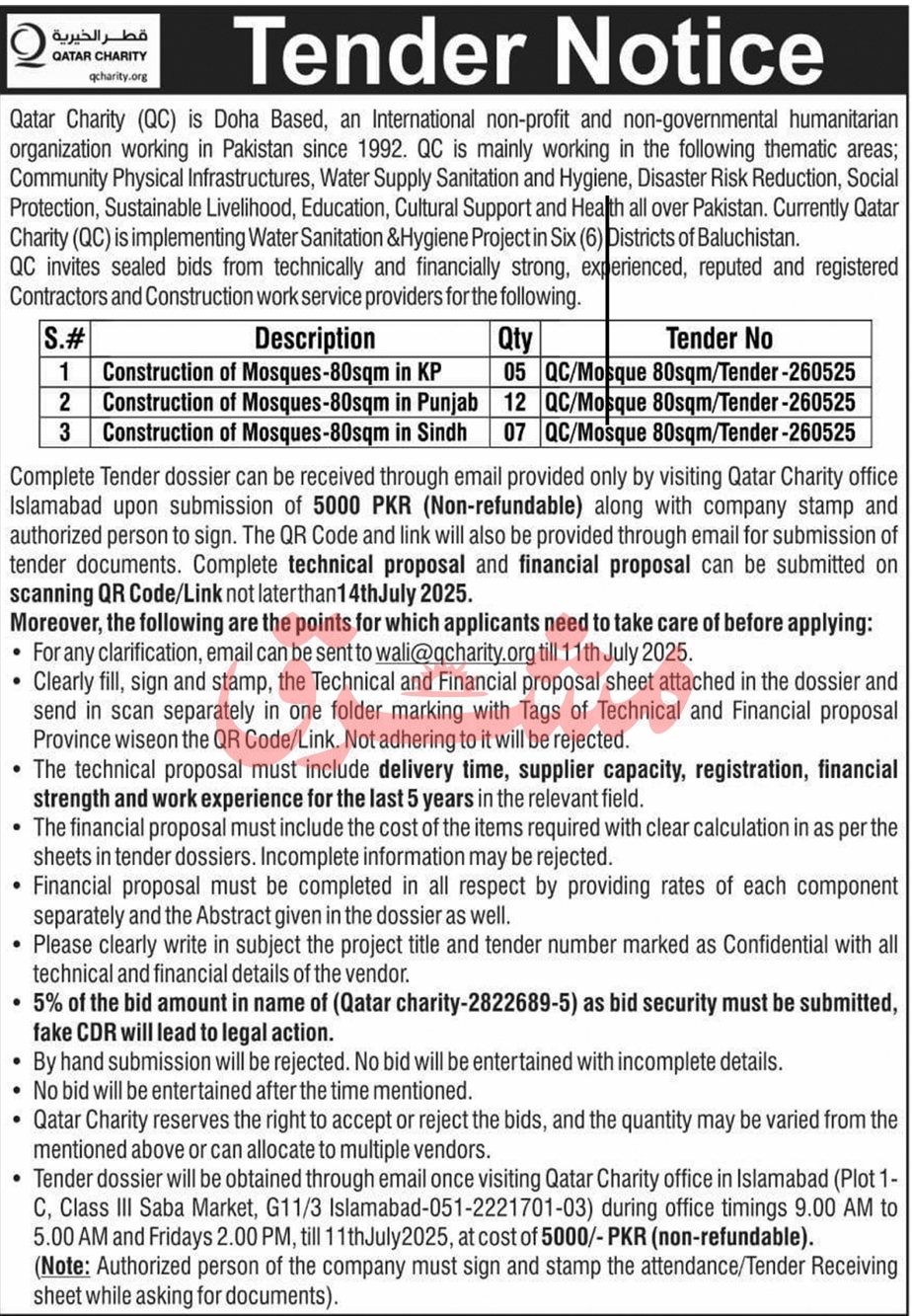 Qatar Charity Qatar Tender Notice